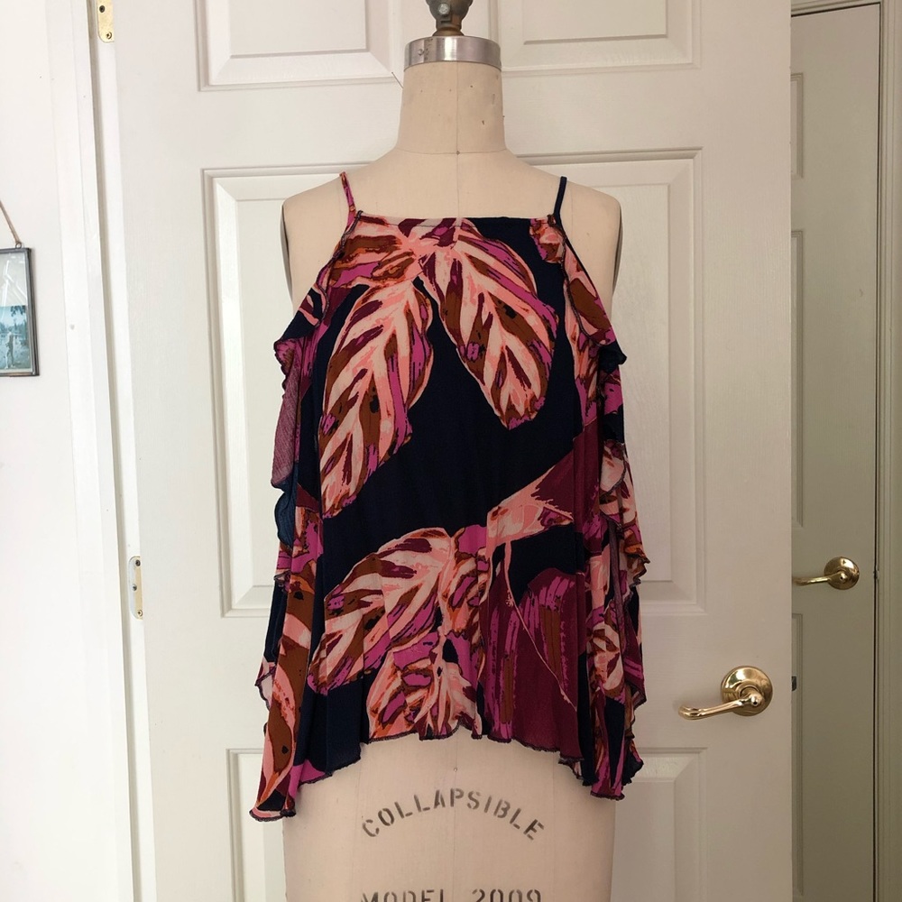 Mission Tropical Leaves Tank with Ruffles